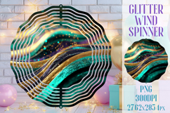 Glitter Wind Spinner Sublimation. Emerald Gold Waves Spinner Product Image 1