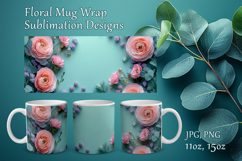 Floral Mug Design Sublimation, Paper Flowers Mug Cup Wrap Product Image 1