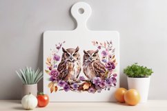 Beautiful owls on a purple branch, png Product Image 2