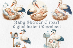 Stork and Baby Shower Clipart Bundle, 17 png Product Image 2