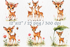 Cute Baby Deer Clipart Bundle, 25 png Product Image 2