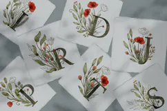 Floral Vintage Monograms Watercolor Alphabet PNG Product Image 5