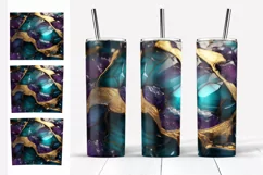 Glitter Tumbler Sublimation. Teal Purple Gems Tumbler PNG Product Image 3