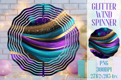 Glitter Wind Spinner Sublimation. Teal Violet Golden Waves Product Image 1