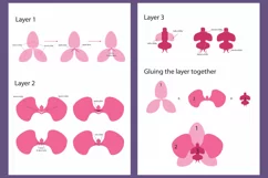 3D Orchid layered flower SVG PNG. Paper flowers template Product Image 2