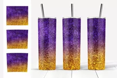 Glitter Tumbler Sublimation. Purple Gold Tumbler Designs PNG Product Image 3