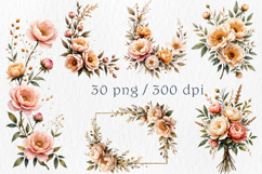 Watercolor Peonies Mocha Mousse, 30 png Clipart Product Image 2