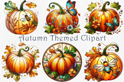 Pumpkin Stained Glass Clipart 25 png Product Image 2