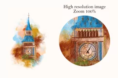 Watercolor London Big Ben fine art painting, print art png Product Image 3