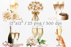 Prosecco &amp; Pearls Clipart, 25 png Product Image 2