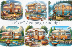 Watercolor Camper Trailer Clipart, 20 png Product Image 2