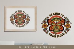 Be Kind To Your Mind, Butterfly and Flowers in Retro Color Product Image 4