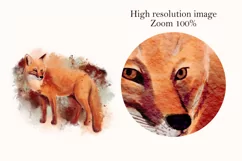 Watercolor fox painting, animal print art, sublimation png Product Image 3