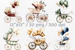 Watercolor Baby Carriage Clipart, 20 png Product Image 2