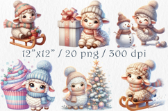 Cute Christmas Sheep Clipart, 20 png Product Image 2