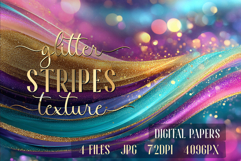 Golden Pink Wave Stripes backgrounds | Glitter Digital Paper Product Image 1