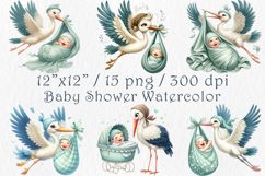 Stork and Baby Shower Set, 15 png Product Image 2