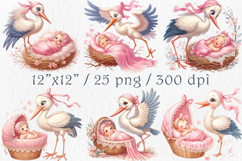 Watercolor Baby Shower Clipart, 25 PNG Product Image 2