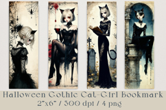 Gothic Cat Girl Bookmarks Set, 4 png Product Image 1