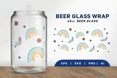 Cute and Lovely Floral Rainbow, 16 oz Beer Glass Wrap SVG Product Image 1