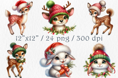 Christmas Woodland Animals Clipart. 24 png Product Image 2