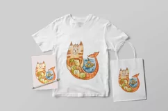 Watercolor cute cats sublimation. Nautical clipart Product Image 2