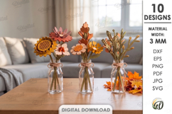 3D Autumn Flowers Laser Cut. Fall bouquet. Home decor Product Image 2