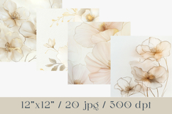 Cream and Gold Floral Digital Paper, 20 jpg Product Image 2