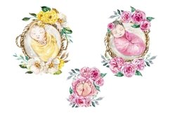 Watercolor Newborn Baby Clipart Product Image 2