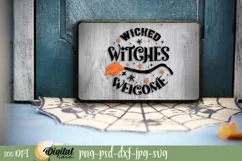 Vintage Round Halloween Sign svg. Witched witches welcome. Product Image 2
