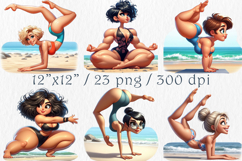 Quirky Yoga Girl Clipart Bundle, 23 png Product Image 2