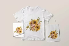 Sunflower bouquet sublimation. Wedding bouquet clipart Product Image 2