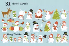 Snowman Family Clipart, Cute Holiday graphics, PNG, SVG file Product Image 2