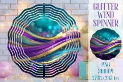 Glitter Wind Spinner Sublimation. Teal Violet Golden Waves Product Image 1