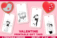 Printable Gift Tags with Cute Couple. Valentine gift tags Product Image 1