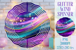 Glitter Wind Spinner Sublimation. Teal Violet Golden Waves Product Image 1