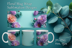 Floral Mug Design Sublimation, Paper Flowers Mug Cup Wrap Product Image 1