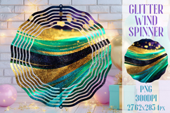 Glitter Wind Spinner Sublimation. Emerald Gold Waves Spinner Product Image 1