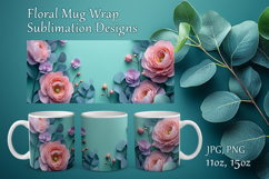 Floral Mug Design Sublimation, Paper Flowers Mug Cup Wrap Product Image 1