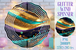 Glitter Wind Spinner Sublimation. Emerald Gold Waves Spinner Product Image 1