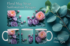 Floral Mug Design Sublimation, Paper Flowers Mug Cup Wrap Product Image 1