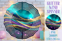 Glitter Wind Spinner Sublimation. Teal Violet Golden Waves Product Image 1