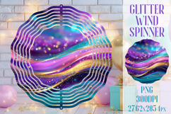 Glitter Wind Spinner Sublimation. Teal Violet Golden Waves Product Image 1
