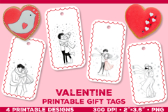 Printable Gift Tags with Cute Couple. Valentine gift tags Product Image 1