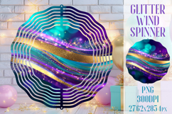 Glitter Wind Spinner Sublimation. Teal Violet Golden Waves Product Image 1