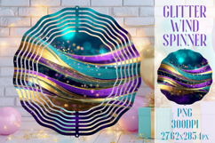 Glitter Wind Spinner Sublimation. Teal Violet Golden Waves Product Image 1