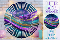 Glitter Wind Spinner Sublimation. Teal Violet Golden Waves Product Image 1