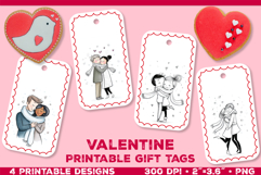 Printable Gift Tags with Cute Couple. Valentine gift tags Product Image 1