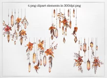 Autumn Boho hanging crystals- 4 mystical png illustration Product Image 2