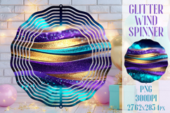 Glitter Wind Spinner Sublimation. Teal Violet Golden Waves Product Image 1